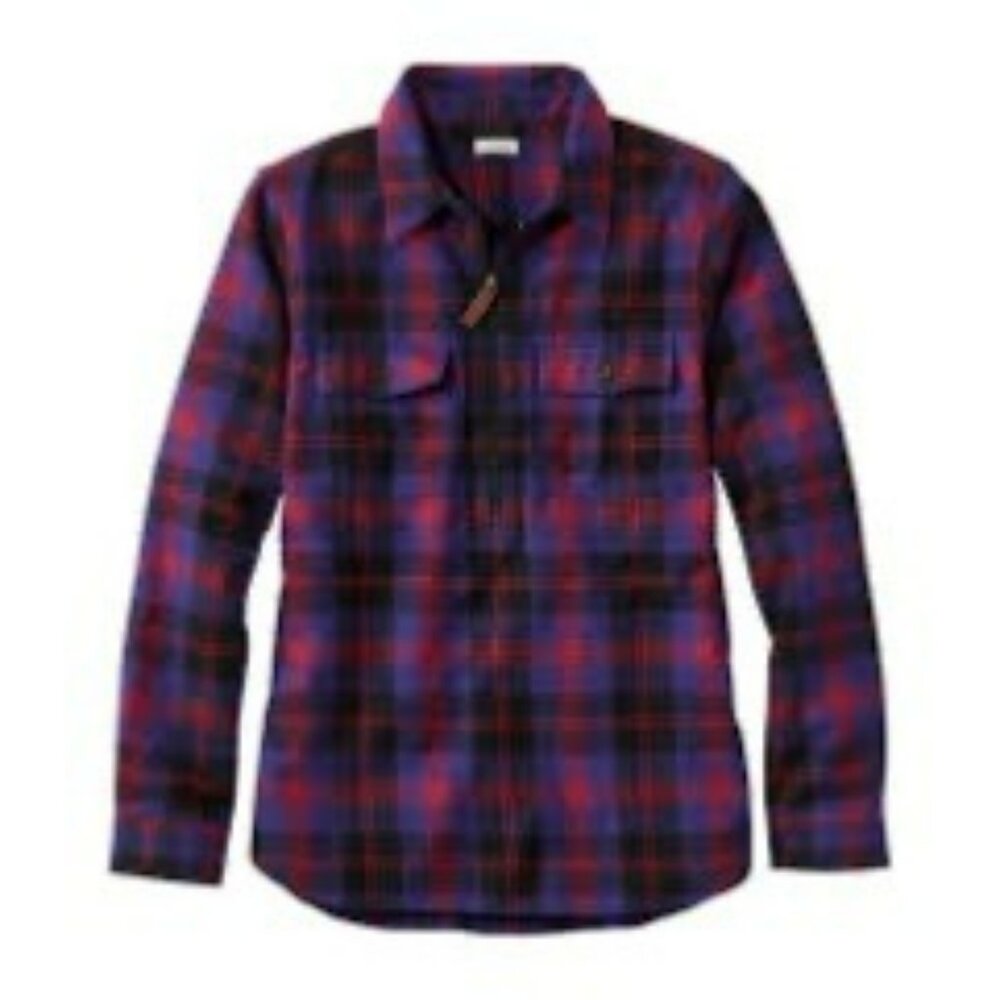 Eddie Bauer Ladies Flannel Size Medium Wine Black Wine